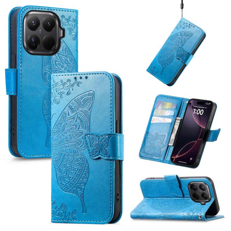 Butterfly Love Flower Embossed Leather Phone Case, For Xiaomi 17, For Xiaomi Poco M7 4G 169mm, For Xiaomi 15T Pro, For Xiaomi 15T, For Xiaomi 15 Ultra, For Xiaomi 15 Pro