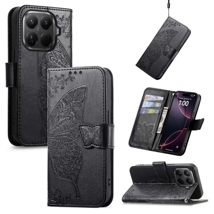 Butterfly Love Flower Embossed Leather Phone Case, For Xiaomi 17, For Xiaomi Poco M7 4G 169mm, For Xiaomi 15T Pro, For Xiaomi 15T, For Xiaomi 15 Ultra, For Xiaomi 15 Pro