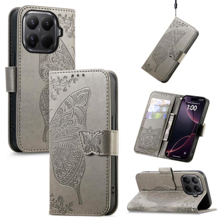 Butterfly Love Flower Embossed Leather Phone Case, For Xiaomi 17, For Xiaomi Poco M7 4G 169mm, For Xiaomi 15T Pro, For Xiaomi 15T, For Xiaomi 15 Ultra, For Xiaomi 15 Pro