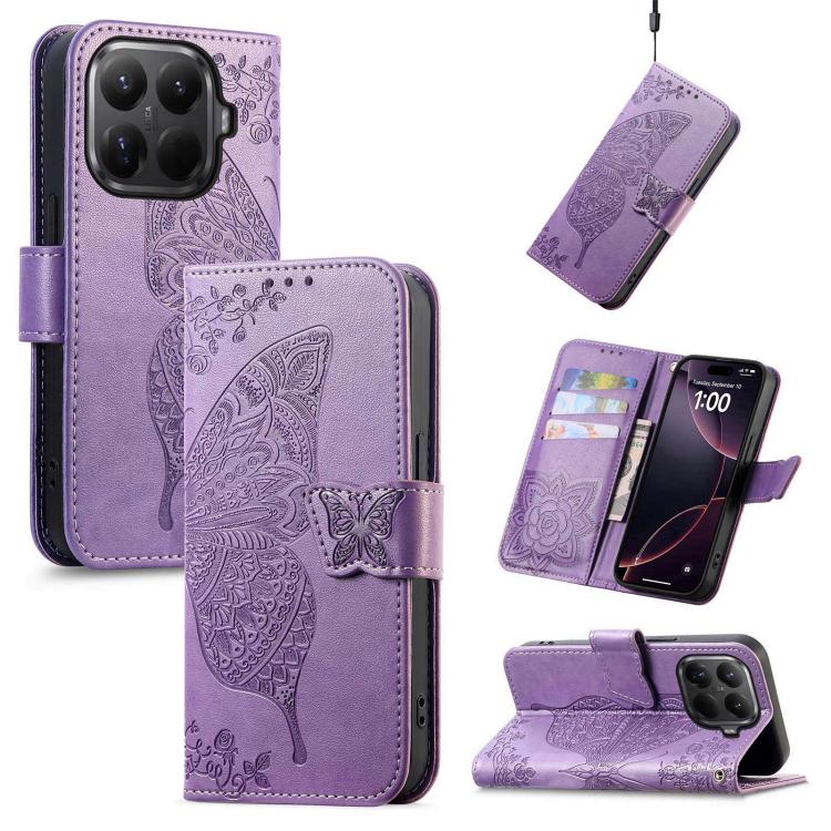 Butterfly Love Flower Embossed Leather Phone Case, For Xiaomi 17, For Xiaomi Poco M7 4G 169mm, For Xiaomi 15T Pro, For Xiaomi 15T, For Xiaomi 15 Ultra, For Xiaomi 15 Pro