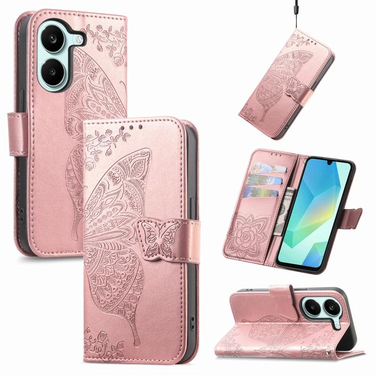 Butterfly Love Flower Embossed Leather Phone Case, For Xiaomi Poco X8 Pro Max 5G, For Xiaomi Poco X8 Pro 5G, For Redmi Turbo 5 Max 5G, For Redmi Turbo 5 5G, For Xiaomi 17 Pro Max, For Xiaomi 17 Pro