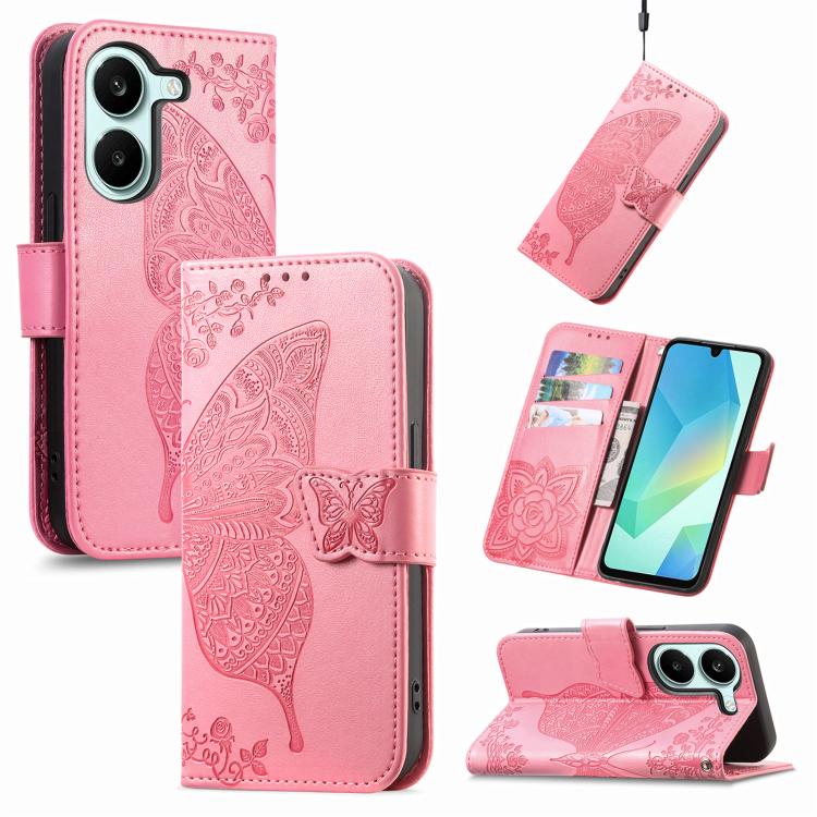 Butterfly Love Flower Embossed Leather Phone Case, For Xiaomi Poco X8 Pro Max 5G, For Xiaomi Poco X8 Pro 5G, For Redmi Turbo 5 Max 5G, For Redmi Turbo 5 5G, For Xiaomi 17 Pro Max, For Xiaomi 17 Pro
