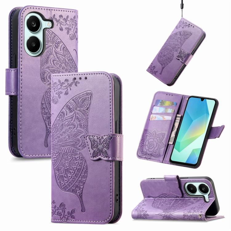 Butterfly Love Flower Embossed Leather Phone Case, For Xiaomi Poco X8 Pro Max 5G, For Xiaomi Poco X8 Pro 5G, For Redmi Turbo 5 Max 5G, For Redmi Turbo 5 5G, For Xiaomi 17 Pro Max, For Xiaomi 17 Pro