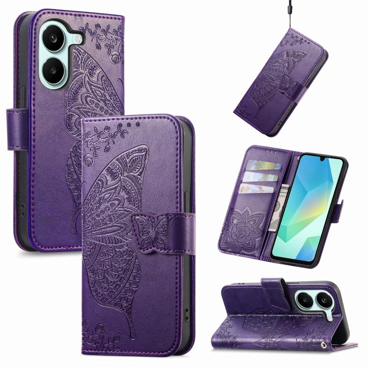 Butterfly Love Flower Embossed Leather Phone Case, For Xiaomi Poco X8 Pro Max 5G, For Xiaomi Poco X8 Pro 5G, For Redmi Turbo 5 Max 5G, For Redmi Turbo 5 5G, For Xiaomi 17 Pro Max, For Xiaomi 17 Pro
