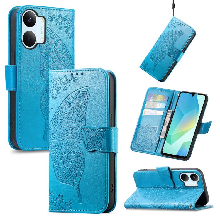 Butterfly Love Flower Embossed Leather Phone Case, For Xiaomi Poco X8 Pro Max 5G, For Xiaomi Poco X8 Pro 5G, For Redmi Turbo 5 Max 5G, For Redmi Turbo 5 5G, For Xiaomi 17 Pro Max, For Xiaomi 17 Pro