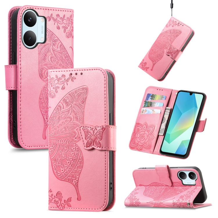 Butterfly Love Flower Embossed Leather Phone Case, For Xiaomi Poco X8 Pro Max 5G, For Xiaomi Poco X8 Pro 5G, For Redmi Turbo 5 Max 5G, For Redmi Turbo 5 5G, For Xiaomi 17 Pro Max, For Xiaomi 17 Pro