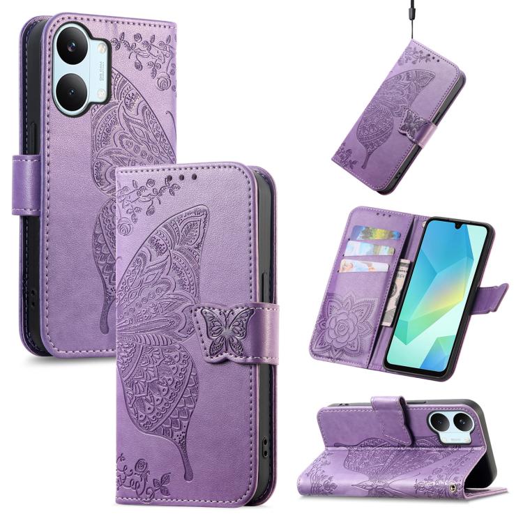 Butterfly Love Flower Embossed Leather Phone Case, For Xiaomi Poco X8 Pro Max 5G, For Xiaomi Poco X8 Pro 5G, For Redmi Turbo 5 Max 5G, For Redmi Turbo 5 5G, For Xiaomi 17 Pro Max, For Xiaomi 17 Pro