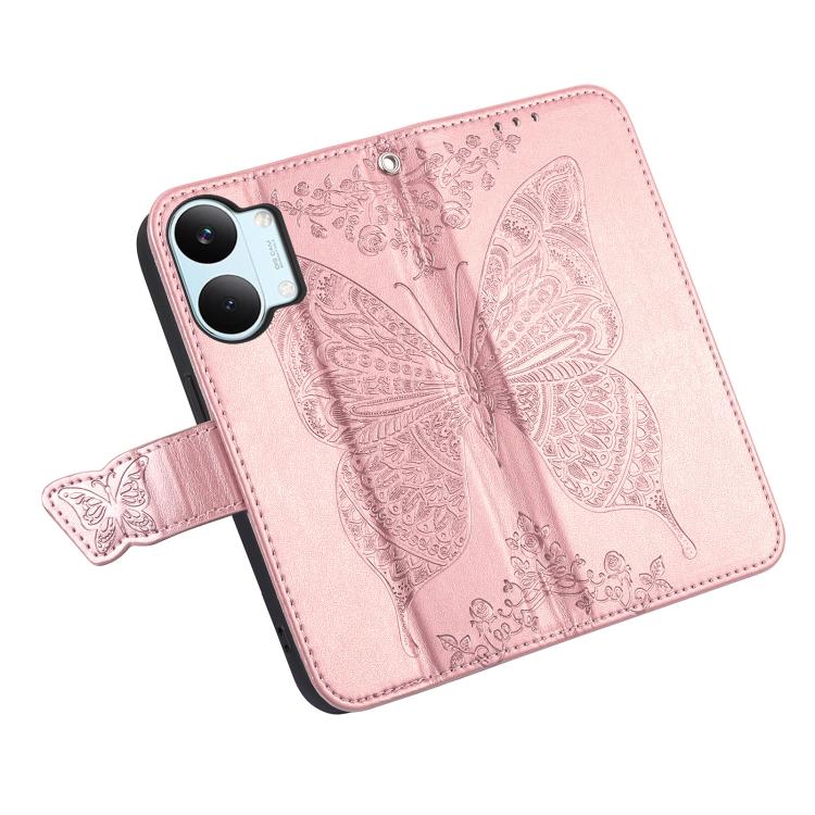 Butterfly Love Flower Embossed Leather Phone Case, For Xiaomi Poco X8 Pro Max 5G, For Xiaomi Poco X8 Pro 5G, For Redmi Turbo 5 Max 5G, For Redmi Turbo 5 5G, For Xiaomi 17 Pro Max, For Xiaomi 17 Pro