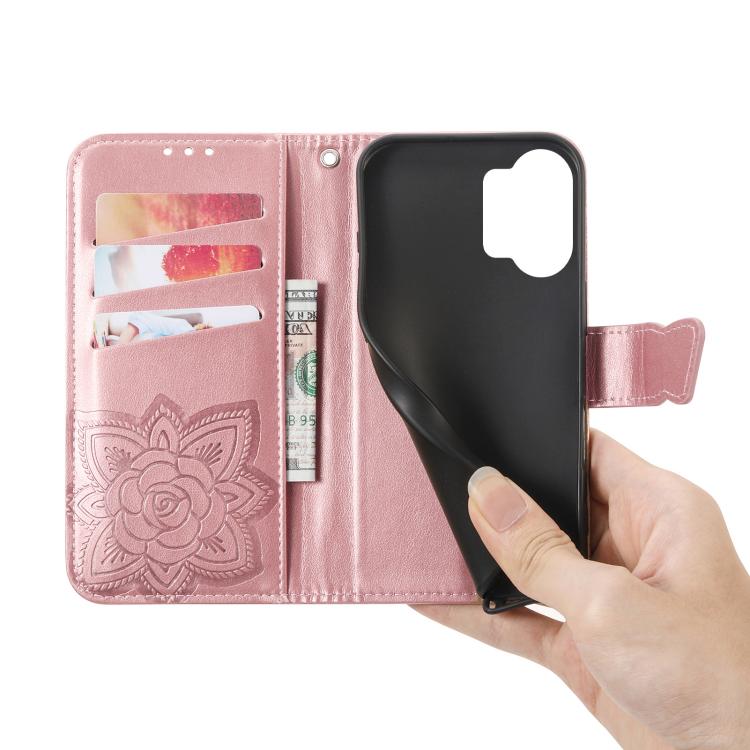 Butterfly Love Flower Embossed Leather Phone Case, For Xiaomi Poco X8 Pro Max 5G, For Xiaomi Poco X8 Pro 5G, For Redmi Turbo 5 Max 5G, For Redmi Turbo 5 5G, For Xiaomi 17 Pro Max, For Xiaomi 17 Pro