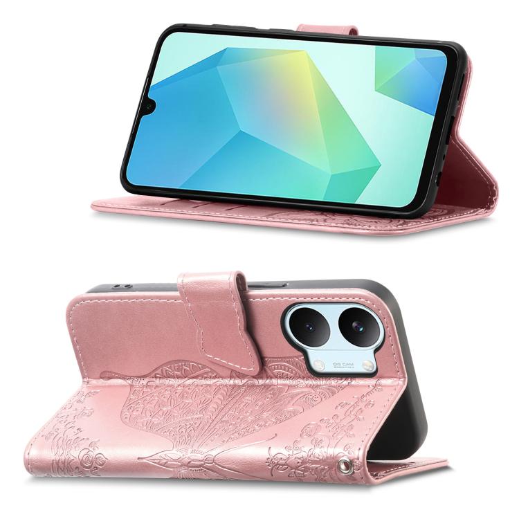Butterfly Love Flower Embossed Leather Phone Case, For Xiaomi Poco X8 Pro Max 5G, For Xiaomi Poco X8 Pro 5G, For Redmi Turbo 5 Max 5G, For Redmi Turbo 5 5G, For Xiaomi 17 Pro Max, For Xiaomi 17 Pro