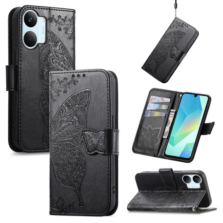 Butterfly Love Flower Embossed Leather Phone Case, For Xiaomi Poco X8 Pro Max 5G, For Xiaomi Poco X8 Pro 5G, For Redmi Turbo 5 Max 5G, For Redmi Turbo 5 5G, For Xiaomi 17 Pro Max, For Xiaomi 17 Pro