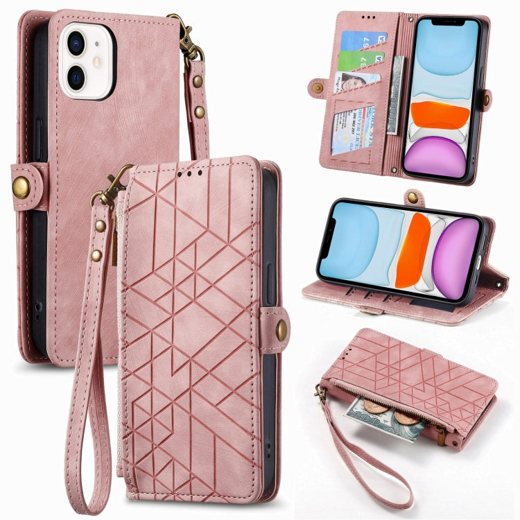 Geometric Zipper Wallet Side Buckle Leather Phone Case, For iPhone 11, For iPhone 11 Pro, For iPhone XR, For iPhone XS Max, For iPhone 7 Plus / 8 Plus, For iPhone 6 Plus / 6s Plus, For iPhone 6 / 6s
