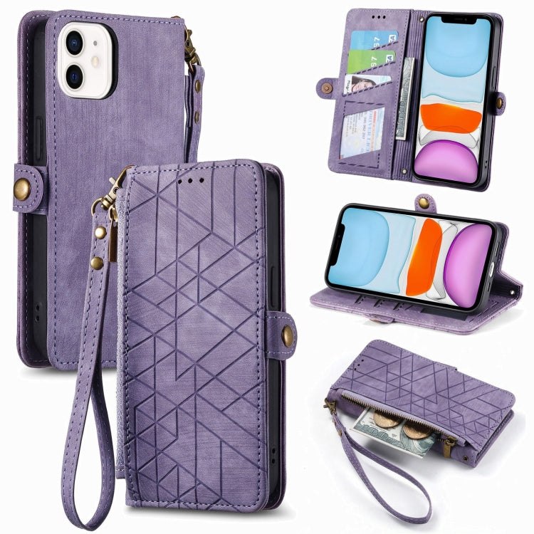 Geometric Zipper Wallet Side Buckle Leather Phone Case, For iPhone 11, For iPhone 11 Pro, For iPhone XR, For iPhone XS Max, For iPhone 7 Plus / 8 Plus, For iPhone 6 Plus / 6s Plus, For iPhone 6 / 6s