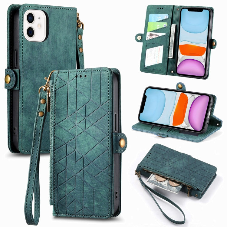 Geometric Zipper Wallet Side Buckle Leather Phone Case, For iPhone 11, For iPhone 11 Pro, For iPhone XR, For iPhone XS Max, For iPhone 7 Plus / 8 Plus, For iPhone 6 Plus / 6s Plus, For iPhone 6 / 6s
