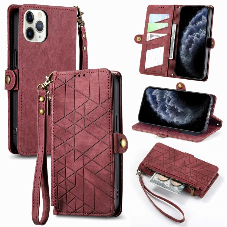 Geometric Zipper Wallet Side Buckle Leather Phone Case, For iPhone 11, For iPhone 11 Pro, For iPhone XR, For iPhone XS Max, For iPhone 7 Plus / 8 Plus, For iPhone 6 Plus / 6s Plus, For iPhone 6 / 6s