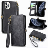 Geometric Zipper Wallet Side Buckle Leather Phone Case, For iPhone 11, For iPhone 11 Pro, For iPhone XR, For iPhone XS Max, For iPhone 7 Plus / 8 Plus, For iPhone 6 Plus / 6s Plus, For iPhone 6 / 6s