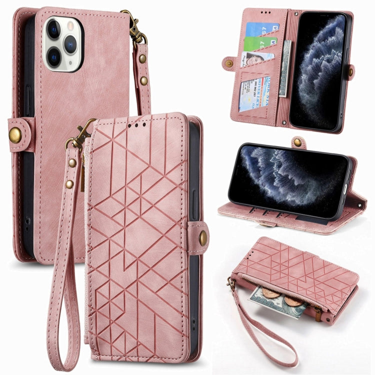 Geometric Zipper Wallet Side Buckle Leather Phone Case, For iPhone 11, For iPhone 11 Pro, For iPhone XR, For iPhone XS Max, For iPhone 7 Plus / 8 Plus, For iPhone 6 Plus / 6s Plus, For iPhone 6 / 6s