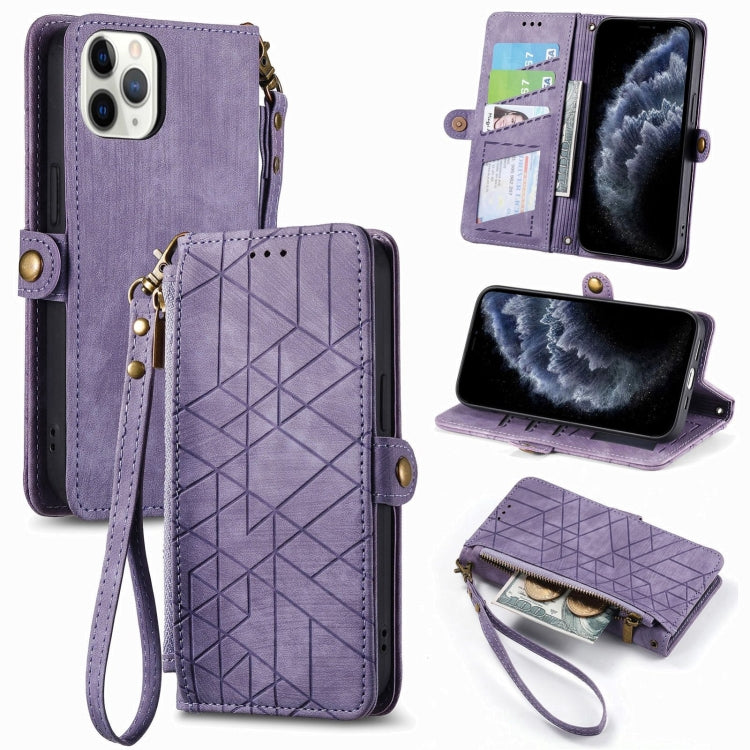 Geometric Zipper Wallet Side Buckle Leather Phone Case, For iPhone 11, For iPhone 11 Pro, For iPhone XR, For iPhone XS Max, For iPhone 7 Plus / 8 Plus, For iPhone 6 Plus / 6s Plus, For iPhone 6 / 6s