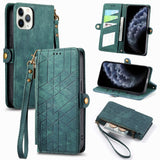 Geometric Zipper Wallet Side Buckle Leather Phone Case, For iPhone 11, For iPhone 11 Pro, For iPhone XR, For iPhone XS Max, For iPhone 7 Plus / 8 Plus, For iPhone 6 Plus / 6s Plus, For iPhone 6 / 6s