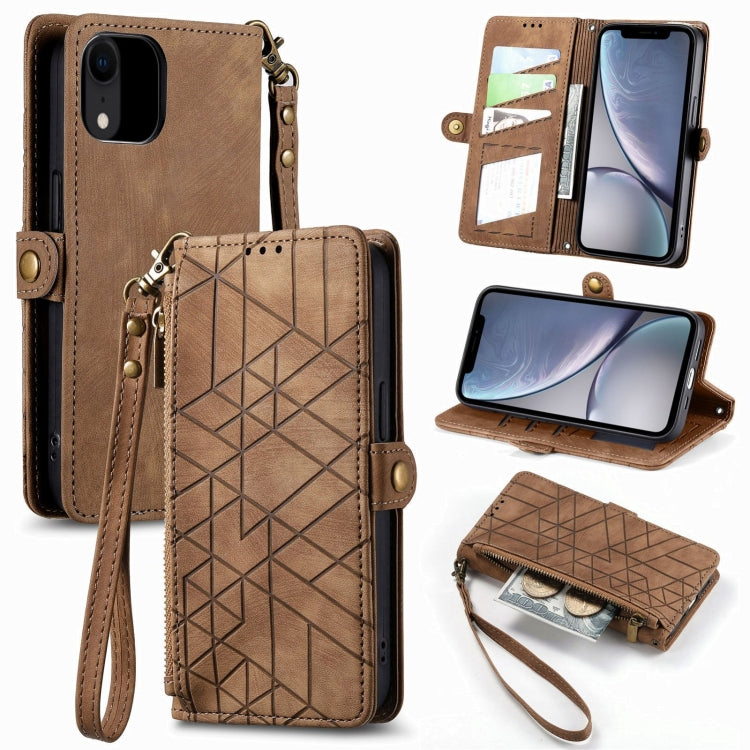 Geometric Zipper Wallet Side Buckle Leather Phone Case, For iPhone 11, For iPhone 11 Pro, For iPhone XR, For iPhone XS Max, For iPhone 7 Plus / 8 Plus, For iPhone 6 Plus / 6s Plus, For iPhone 6 / 6s