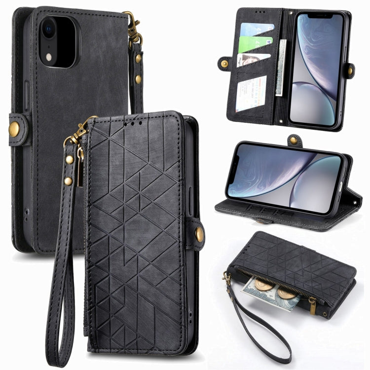 Geometric Zipper Wallet Side Buckle Leather Phone Case, For iPhone 11, For iPhone 11 Pro, For iPhone XR, For iPhone XS Max, For iPhone 7 Plus / 8 Plus, For iPhone 6 Plus / 6s Plus, For iPhone 6 / 6s