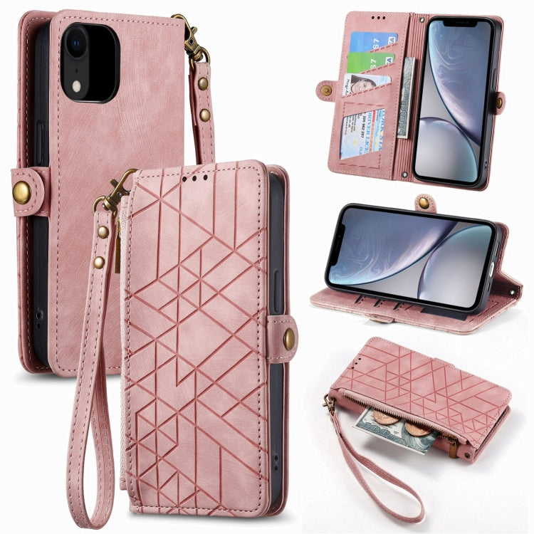 Geometric Zipper Wallet Side Buckle Leather Phone Case, For iPhone 11, For iPhone 11 Pro, For iPhone XR, For iPhone XS Max, For iPhone 7 Plus / 8 Plus, For iPhone 6 Plus / 6s Plus, For iPhone 6 / 6s