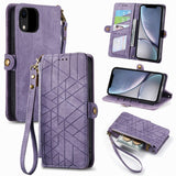 Geometric Zipper Wallet Side Buckle Leather Phone Case, For iPhone 11, For iPhone 11 Pro, For iPhone XR, For iPhone XS Max, For iPhone 7 Plus / 8 Plus, For iPhone 6 Plus / 6s Plus, For iPhone 6 / 6s