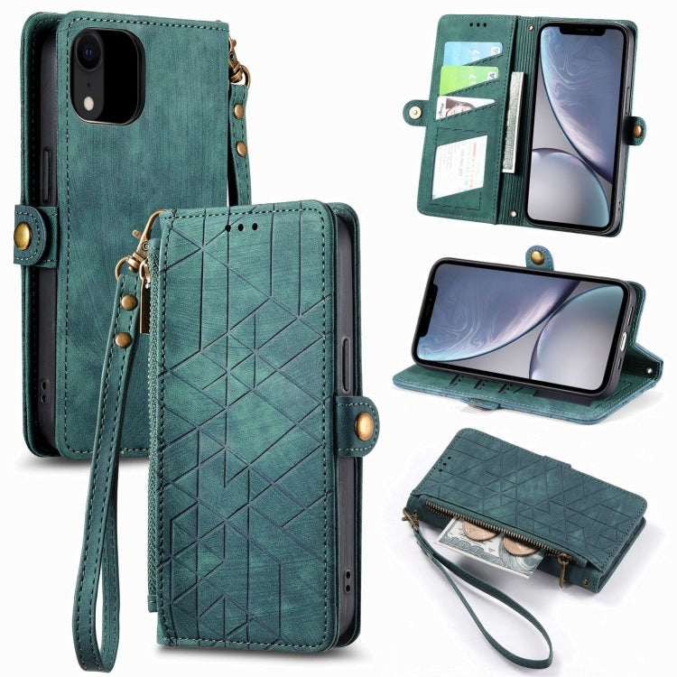 Geometric Zipper Wallet Side Buckle Leather Phone Case, For iPhone 11, For iPhone 11 Pro, For iPhone XR, For iPhone XS Max, For iPhone 7 Plus / 8 Plus, For iPhone 6 Plus / 6s Plus, For iPhone 6 / 6s