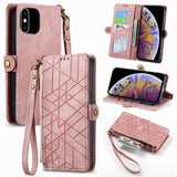 Geometric Zipper Wallet Side Buckle Leather Phone Case, For iPhone 11, For iPhone 11 Pro, For iPhone X / XS, For iPhone XR, For iPhone XS Max, For iPhone 7 Plus / 8 Plus, For iPhone 6 Plus / 6s Plus, For iPhone 6 / 6s