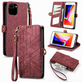 Geometric Zipper Wallet Side Buckle Leather Phone Case, For iPhone 11, For iPhone 11 Pro, For iPhone X / XS, For iPhone XR, For iPhone XS Max, For iPhone 7 Plus / 8 Plus, For iPhone 6 Plus / 6s Plus, For iPhone 6 / 6s