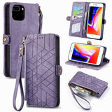 Geometric Zipper Wallet Side Buckle Leather Phone Case, For iPhone 11, For iPhone 11 Pro, For iPhone X / XS, For iPhone XR, For iPhone XS Max, For iPhone 7 Plus / 8 Plus, For iPhone 6 Plus / 6s Plus, For iPhone 6 / 6s