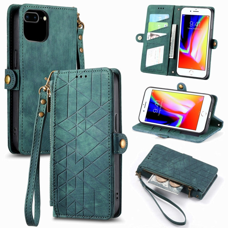 Geometric Zipper Wallet Side Buckle Leather Phone Case, For iPhone 11, For iPhone 11 Pro, For iPhone X / XS, For iPhone XR, For iPhone XS Max, For iPhone 7 Plus / 8 Plus, For iPhone 6 Plus / 6s Plus, For iPhone 6 / 6s