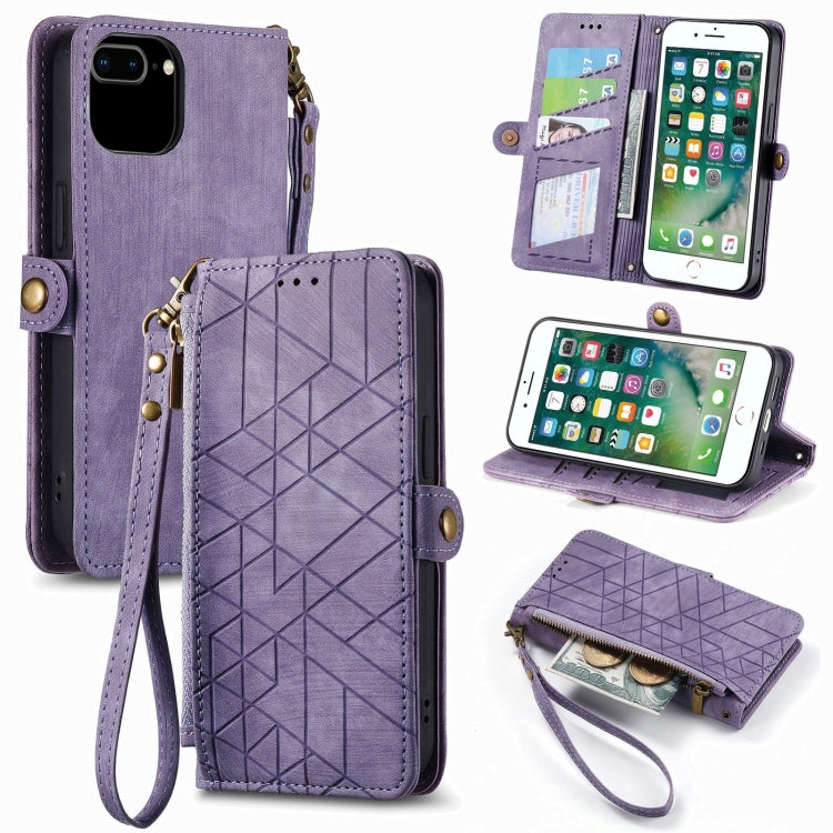 Geometric Zipper Wallet Side Buckle Leather Phone Case, For iPhone 11, For iPhone 11 Pro, For iPhone X / XS, For iPhone XR, For iPhone XS Max, For iPhone 7 Plus / 8 Plus, For iPhone 6 Plus / 6s Plus, For iPhone 6 / 6s