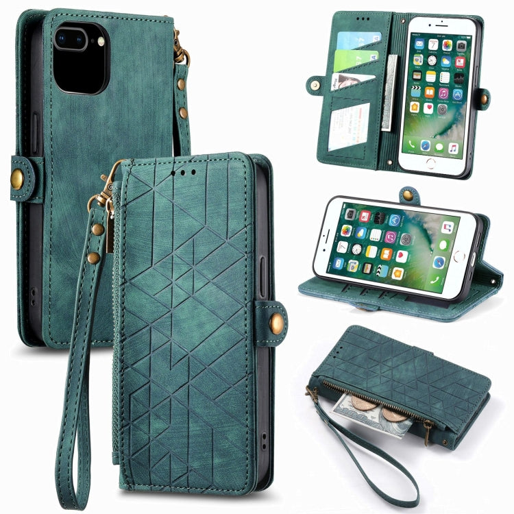 Geometric Zipper Wallet Side Buckle Leather Phone Case, For iPhone 11, For iPhone 11 Pro, For iPhone X / XS, For iPhone XR, For iPhone XS Max, For iPhone 7 Plus / 8 Plus, For iPhone 6 Plus / 6s Plus, For iPhone 6 / 6s