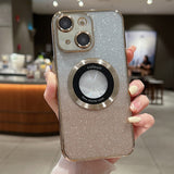 Gradient Glitter Electroplating MagSafe TPU Phone Case, For iPhone 16 Pro, For iPhone 16 Plus, For iPhone 15 Pro Max, For iPhone 15 Pro, For iPhone 15 Plus, For iPhone 15, For iPhone 14 Plus