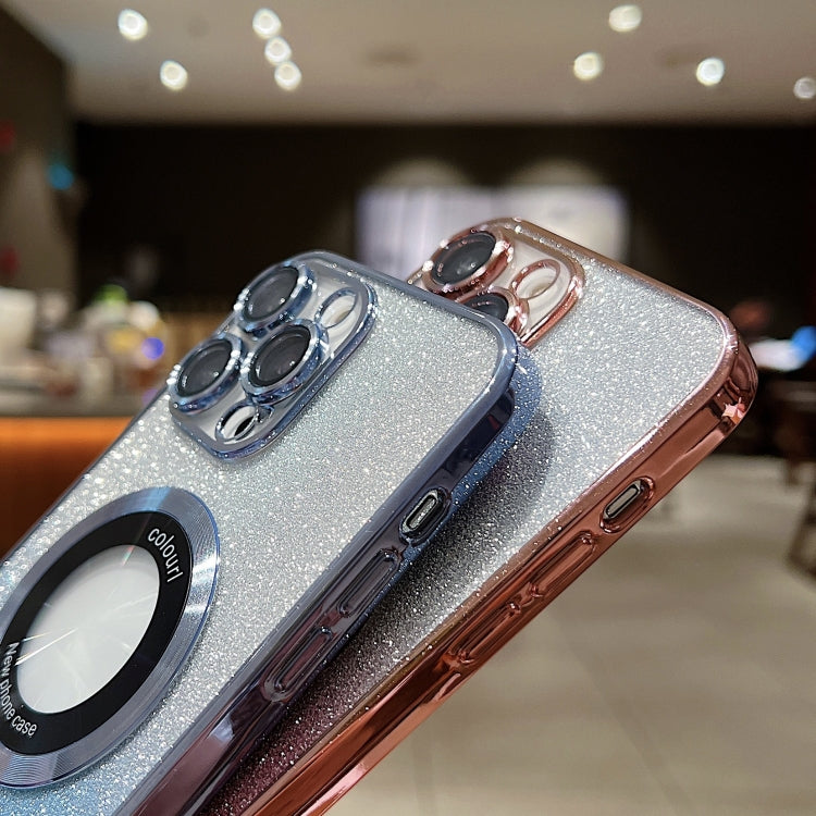 Gradient Glitter Electroplating MagSafe TPU Phone Case, For iPhone 16 Pro, For iPhone 16 Plus, For iPhone 15 Pro Max, For iPhone 15 Pro, For iPhone 15 Plus, For iPhone 15, For iPhone 14 Plus
