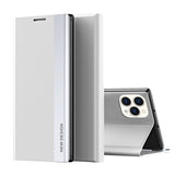 Side Electroplated Adsorption Leather Phone Case, For iPhone 16 Pro, For iPhone 16 Plus, For iPhone 16, For iPhone 15 Pro Max, For iPhone 15 Pro, For iPhone 15 Plus