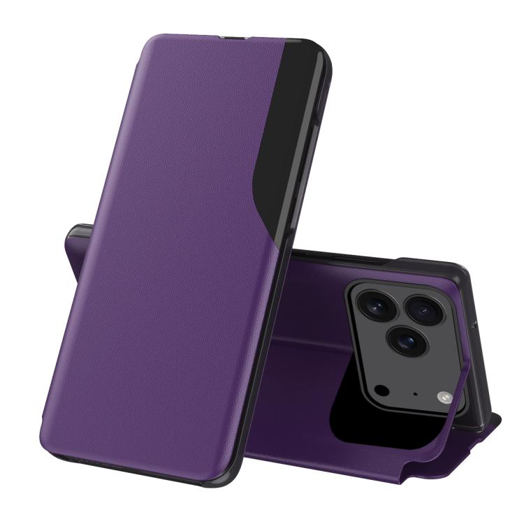 Side Display Flip Leather Phone Case, For iPhone 17e / 16e, For iPhone 17 Pro Max, For iPhone 17 Pro, For iPhone 17, For iPhone Air, For iPhone 16 Pro Max, For iPhone 16 Pro, For iPhone 16 Plus