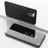 Plated Mirror Horizontal Flip Leather Phone Case with Holder, For iPhone 16 Pro, For iPhone 16 Plus, For iPhone 16, For iPhone 15 Pro Max, For iPhone 15 Pro, For iPhone 15 Plus
