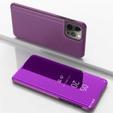 Plated Mirror Horizontal Flip Leather Phone Case with Holder, For iPhone 16 Pro, For iPhone 16 Plus, For iPhone 16, For iPhone 15 Pro Max, For iPhone 15 Pro, For iPhone 15 Plus