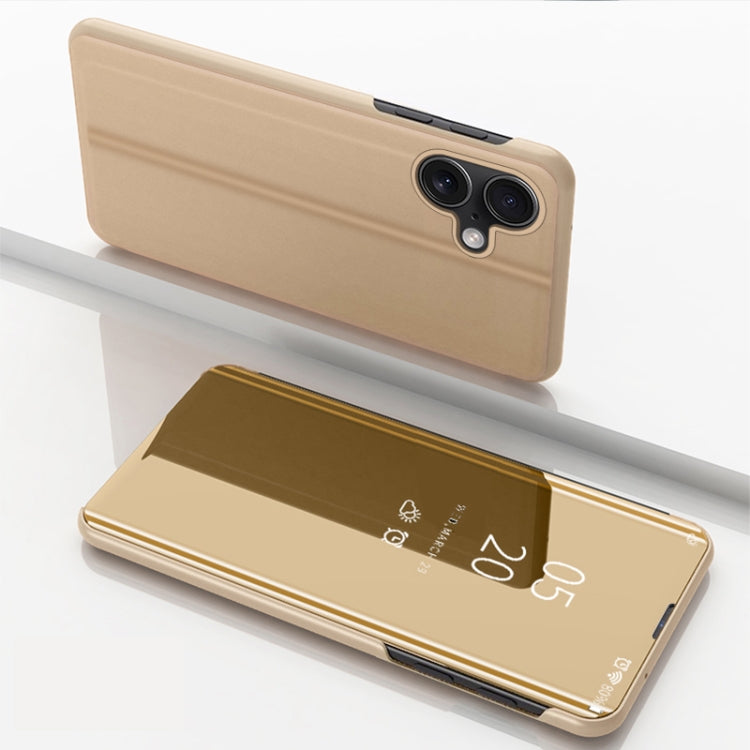 Plated Mirror Horizontal Flip Leather Phone Case with Holder, For iPhone 16 Pro, For iPhone 16 Plus, For iPhone 16, For iPhone 15 Pro Max, For iPhone 15 Pro, For iPhone 15 Plus