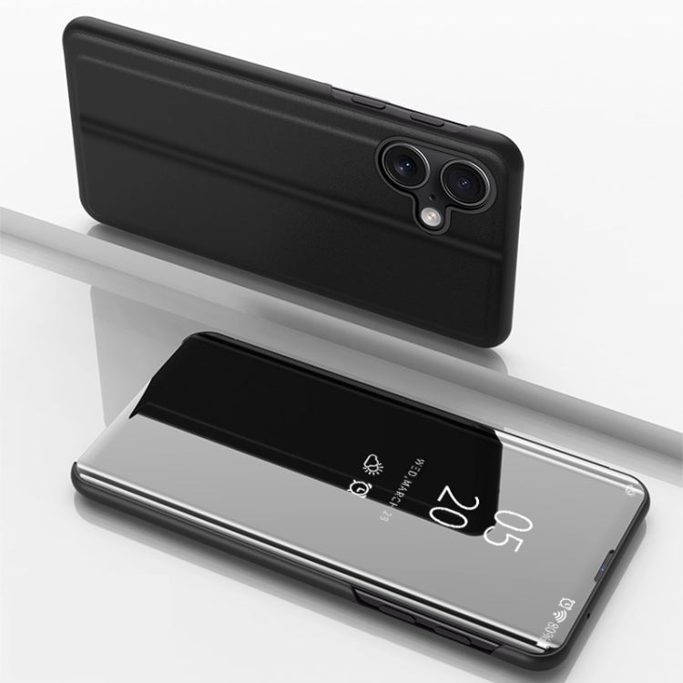 Plated Mirror Horizontal Flip Leather Phone Case with Holder, For iPhone 16 Pro, For iPhone 16 Plus, For iPhone 16, For iPhone 15 Pro Max, For iPhone 15 Pro, For iPhone 15 Plus