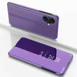 Plated Mirror Horizontal Flip Leather Phone Case with Holder, For iPhone 16 Pro, For iPhone 16 Plus, For iPhone 16, For iPhone 15 Pro Max, For iPhone 15 Pro, For iPhone 15 Plus