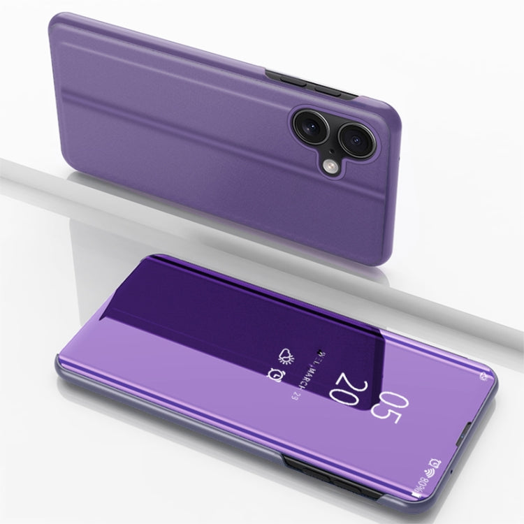 Plated Mirror Horizontal Flip Leather Phone Case with Holder, For iPhone 16 Pro, For iPhone 16 Plus, For iPhone 16, For iPhone 15 Pro Max, For iPhone 15 Pro, For iPhone 15 Plus