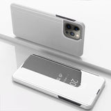 Plated Mirror Horizontal Flip Leather Phone Case with Holder, For iPhone 16 Pro, For iPhone 16 Plus, For iPhone 16, For iPhone 15 Pro Max, For iPhone 15 Pro, For iPhone 15 Plus