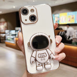 Electroplating Astronaut Holder Phone Case, For iPhone 16, For iPhone 15 Pro Max, For iPhone 15 Pro, For iPhone 15 Plus, For iPhone 15