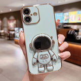 Electroplating Astronaut Holder Phone Case, For iPhone 16, For iPhone 15 Pro Max, For iPhone 15 Pro, For iPhone 15 Plus, For iPhone 15