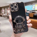 Electroplating Astronaut Holder Phone Case, For iPhone 17e / 16e, For iPhone 17 Pro Max, For iPhone 17 Pro, For iPhone 17, For iPhone Air, For iPhone 16 Pro Max, For iPhone 16 Pro, For iPhone 16 Plus