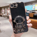 Electroplating Astronaut Holder Phone Case, For iPhone 17e / 16e, For iPhone 17 Pro Max, For iPhone 17 Pro, For iPhone 17, For iPhone Air, For iPhone 16 Pro Max, For iPhone 16 Pro, For iPhone 16 Plus