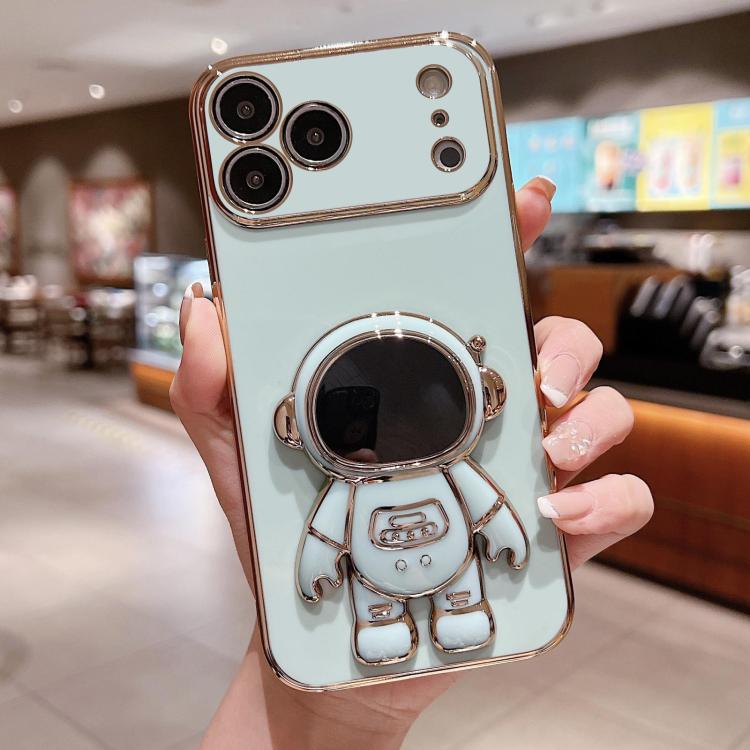 Electroplating Astronaut Holder Phone Case, For iPhone 17e / 16e, For iPhone 17 Pro Max, For iPhone 17 Pro, For iPhone 17, For iPhone Air, For iPhone 16 Pro Max, For iPhone 16 Pro, For iPhone 16 Plus